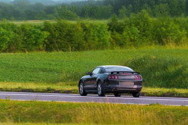 Yol kenarındaki Amerikan kaslı aracı