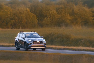 Powerful SUV on long distance summer trip