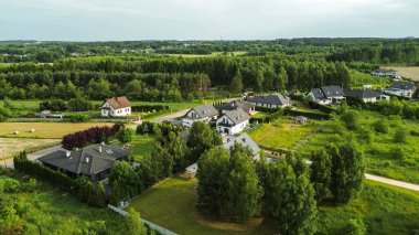 Green land and modern architectural exteriors