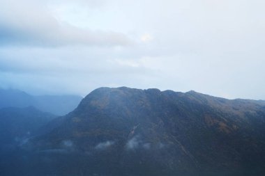 Sabah sisi dağda ve su koyunda