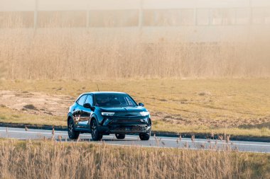 Manzaralı alanda sürdürülebilir elektrikli araç