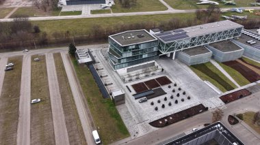Renewable energy powered data center from aerial view