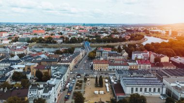 Krakow 'un şehir manzarası hava perspektifinden