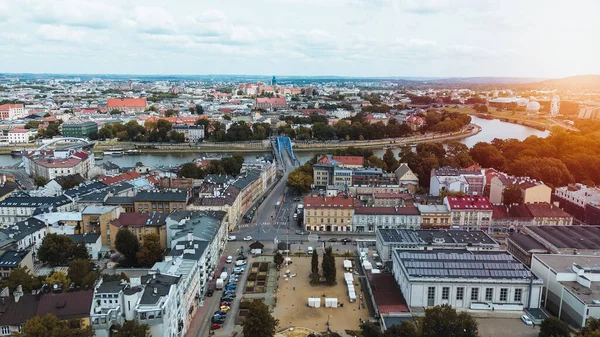 Krakow 'un şehir manzarası hava perspektifinden