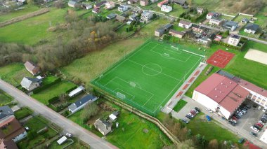 Havadan bakıldığında yeşil spor alanı dokusu