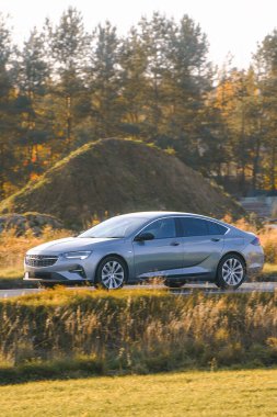 Siyah, modern bir sedan.