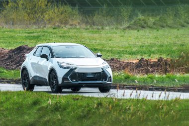 Doğada asfalt yolda elektrikli araç