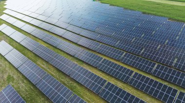 Modern business building with renewable solar power