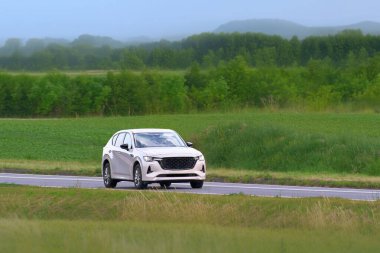 Kırsal yolda modern Japon SUV