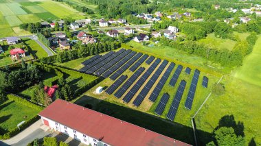 Solar power plant with photovoltaic panels in field