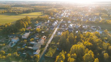 Parlak kırsal bir yolu çevreleyen renkli ağaçlar