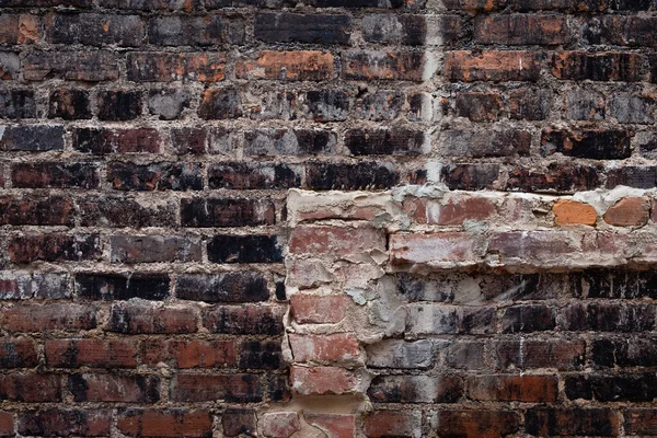 Très Vieux Mur Briques Gros Plan Montrant Pourriture Altération Mortier — Photo