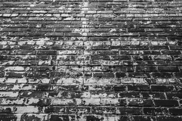 Alte Weiße Farbe Und Raue Ziegelmauer Mit Schwindender Perspektive Schwarz — Stockfoto
