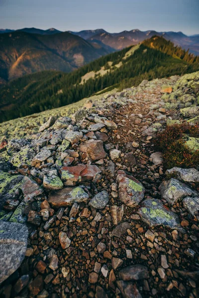 Eine Nahaufnahme von einem Felsen. Bergwanderweg. — Stockfoto