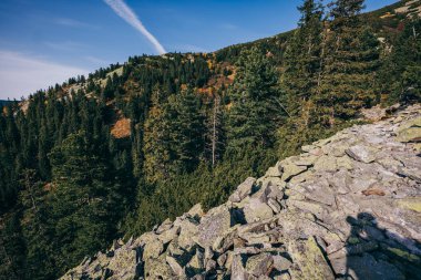 Arkasında dağ olan bir kanyon.