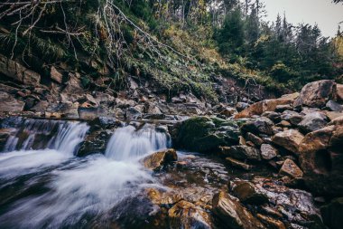 Kayalık bir uçurumun üzerinde büyük bir şelale.