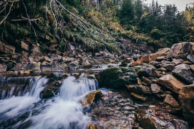 Bir kayanın yanında büyük bir şelale.