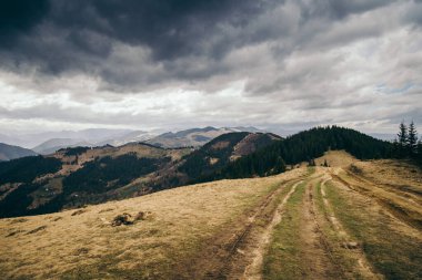 Toprak bir yolun kenarına bir tren park etmiş.