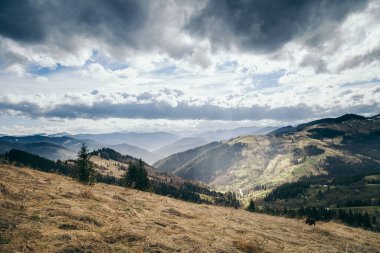 Arkasında dağ olan bir kanyon.