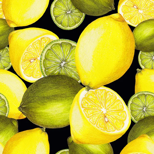 Dikişsiz desen el çekilmiş limon — Stok fotoğraf