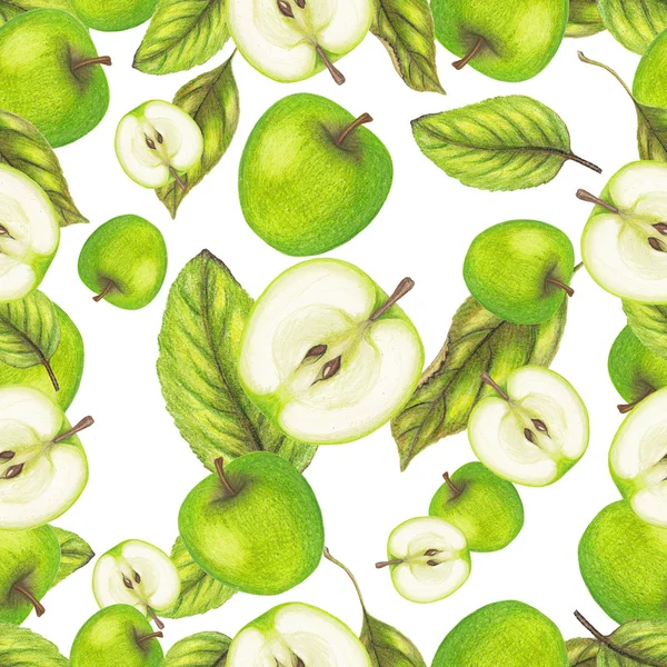 Green apple pattern — Stock Photo, Image