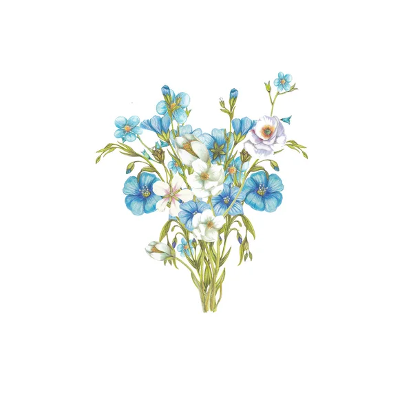 Mavi çiçekler buket — Stok fotoğraf