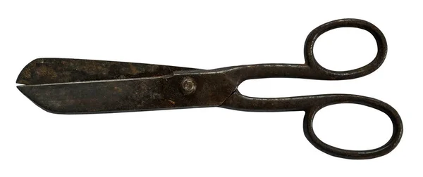 Old rusty scissors lie on a white background Stock Image