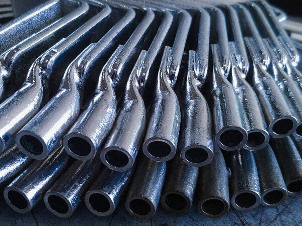 silver-plated metal terminals. connection tips for cables and wires. electrician accessories and spare parts. reliable contact. energy industry and electrical safety concept.