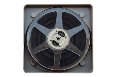 Şeffaf arkaplanda yakın plan film makarası. Yüksek kalite fotoğraf