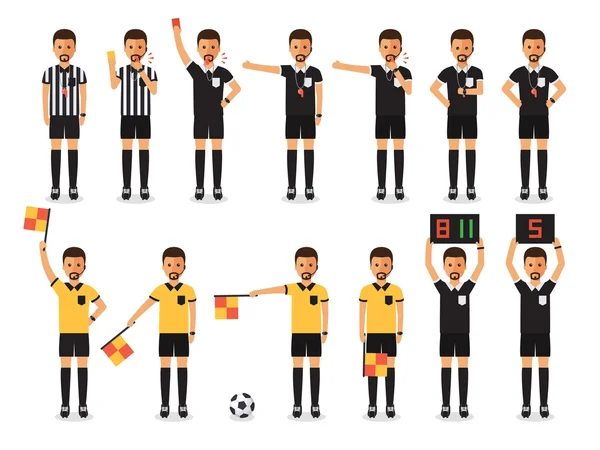 Soccer referee character set — Stock Vector