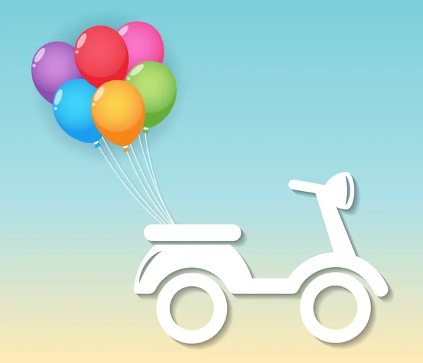 Motorrad mit Luftballons — Stockvektor