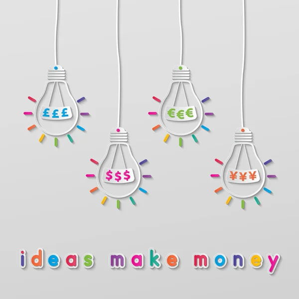 Idea currency bulbs — Stock Vector