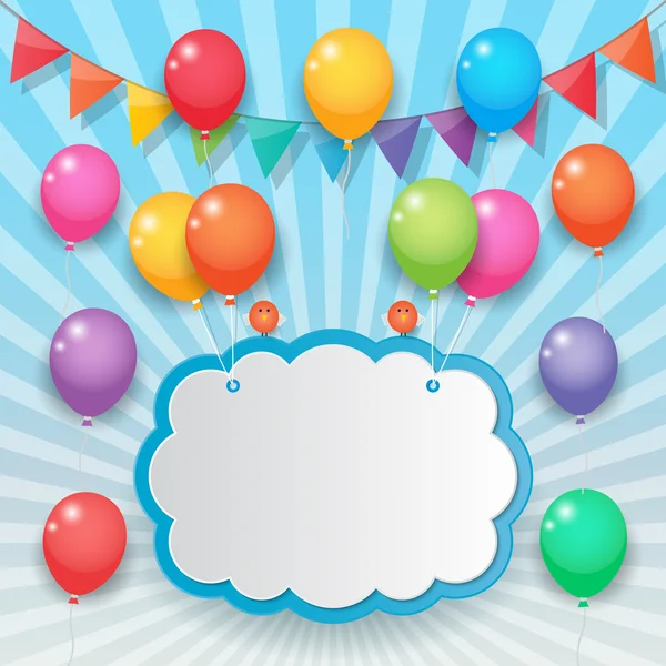 Ballon und Party-Fahnen Himmel Hintergrund — Stockvektor