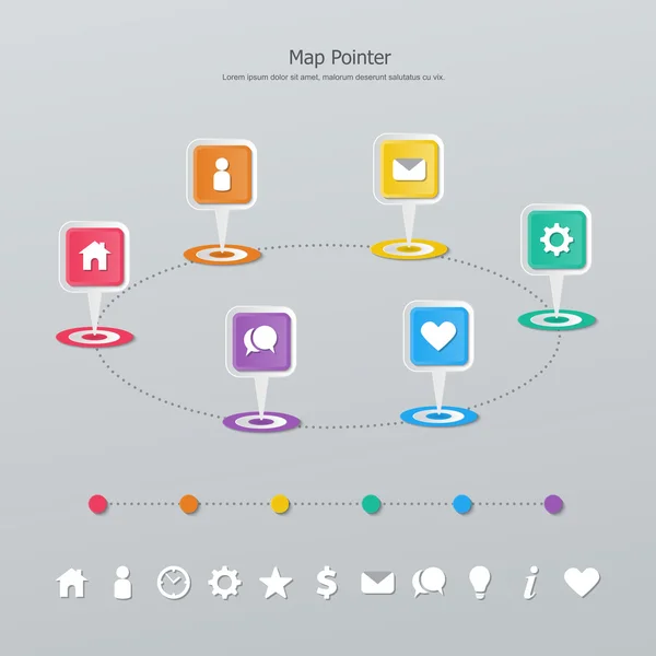 Timeline map pointer — Stock Vector