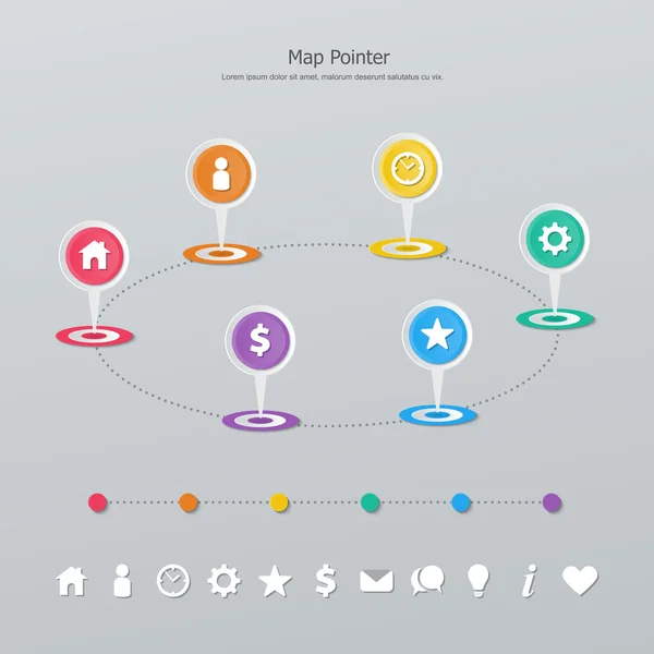 Timeline map pointer — Stock Vector