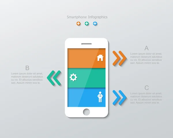 Infografías de teléfonos inteligentes en papel — Vector de stock