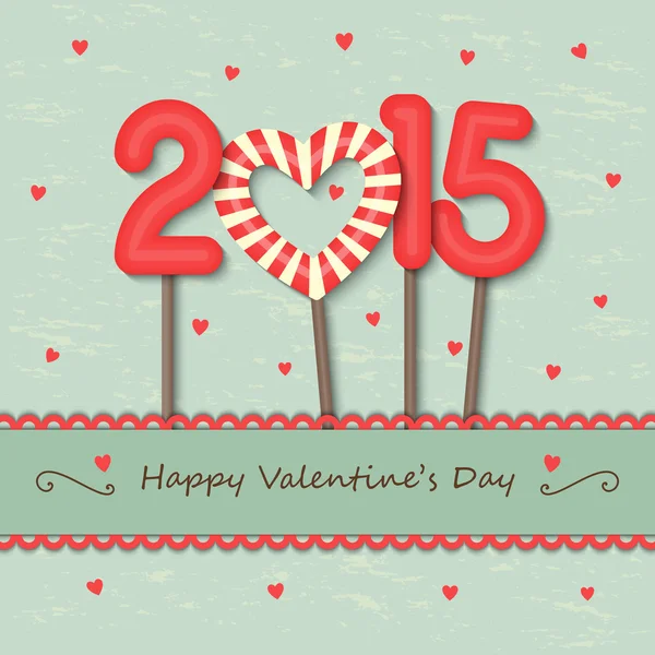 Год 2015 и сердце конфеты фоне — стоковый вектор