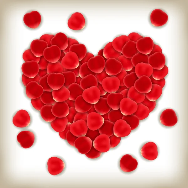 Cœur de pétales de rose — Image vectorielle