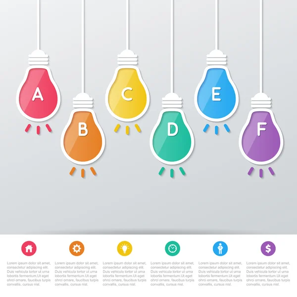 Papíru žárovky infografika — Stockový vektor