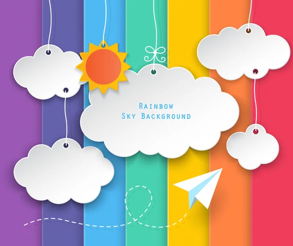 Clouds and rainbow sky background — Stock Vector