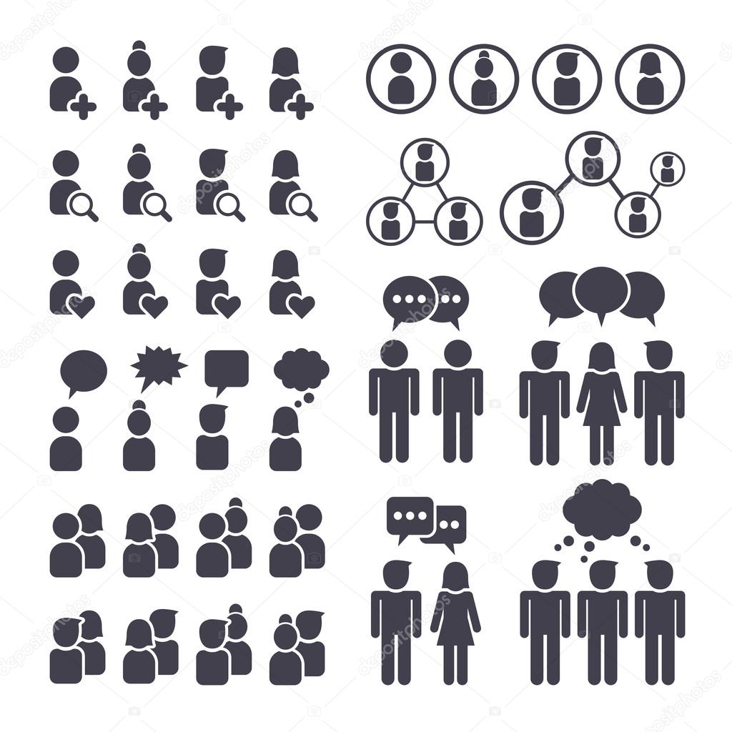 connected people and social network icons