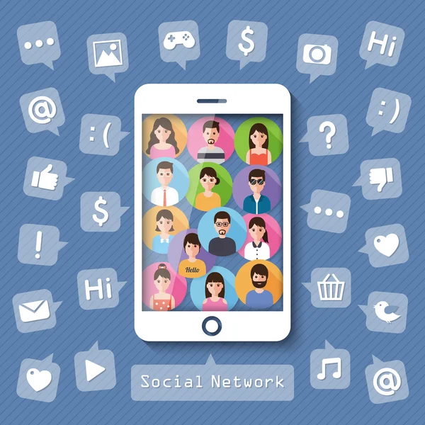 Connecting people via social network — Stock Vector