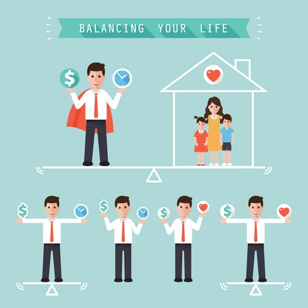 Ideia equilibrar o seu conceito de negócio de vida — Vetor de Stock