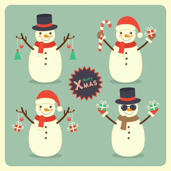 Christmas snowman instellen — Stockvector