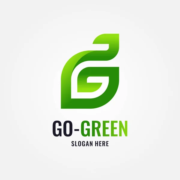 緑の葉のロゴテンプレートの抽象文字G デザインガーデン 自然と生態ベクトルのロゴ — ストックベクタ