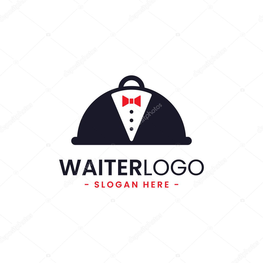 Waiter Logo Design Template. Butler icon vector. Professional hotel restaurant service logo.
