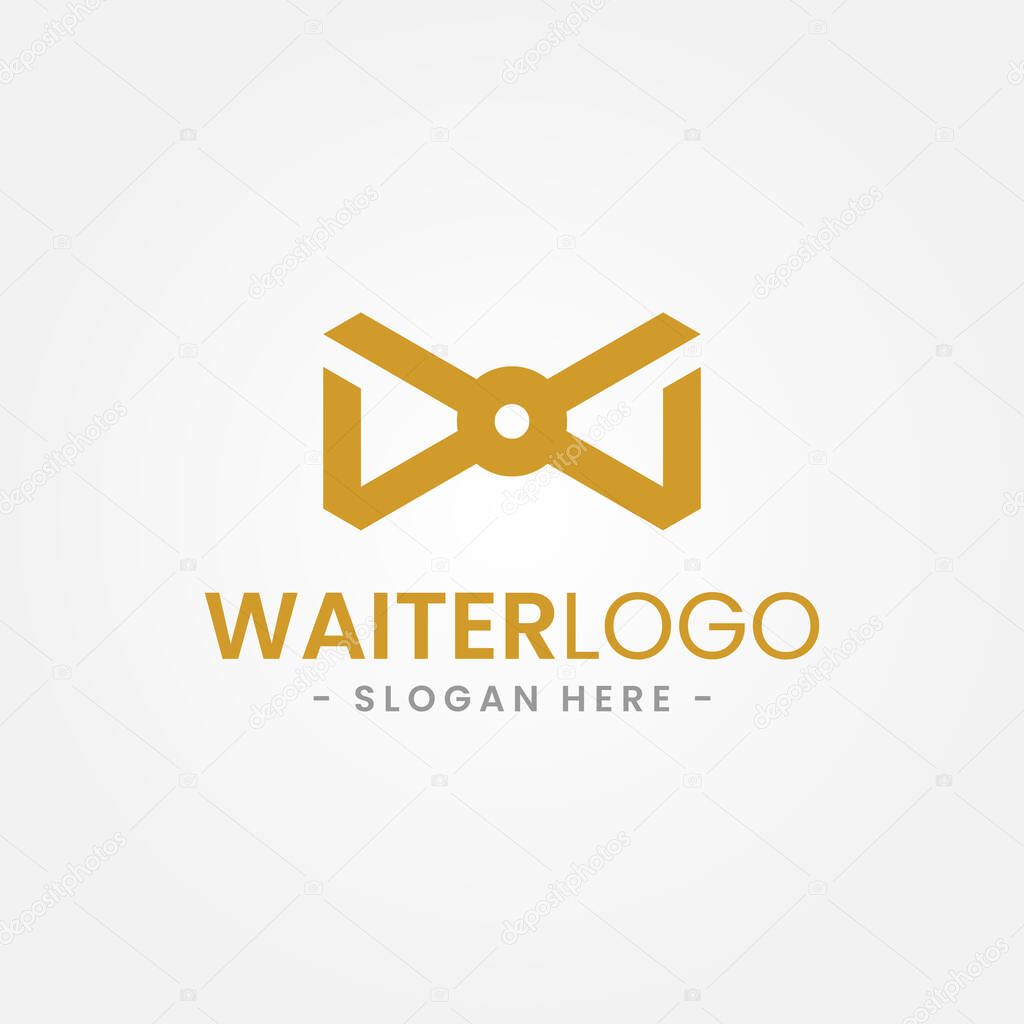 Abstract Bow Tie Logo Design Template. Minimal letter w for waiter logo. Creative tuxedo icon vector illustration.