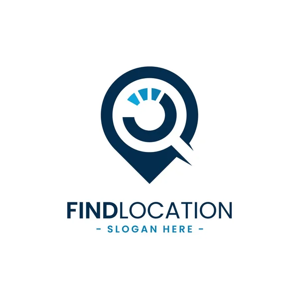 Find Location Logo Design Template City Locator Pointer Loupe Magnifier — Stock Vector
