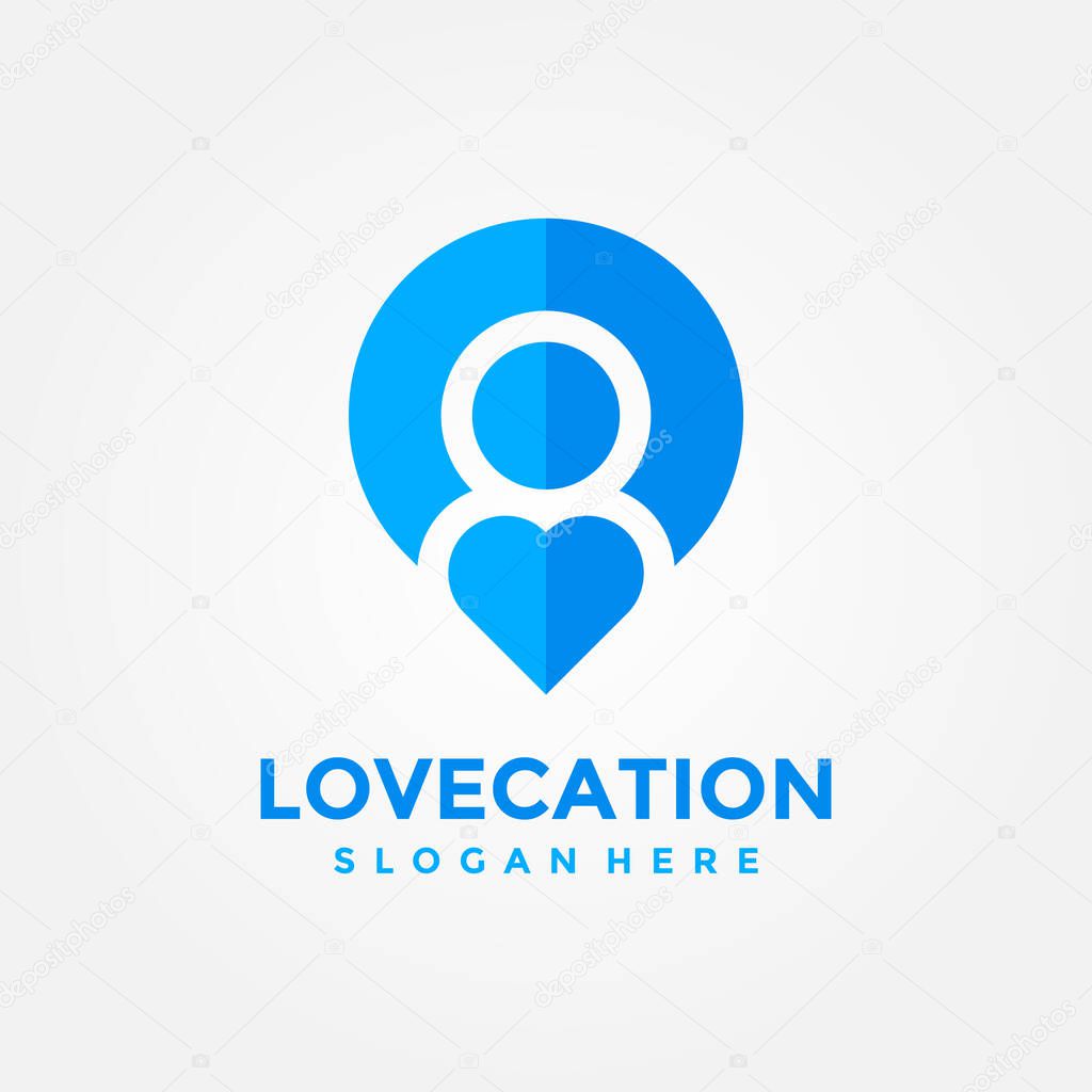Love location logo design template. Concept of favorite place isolated with flat style icon modern. Creative map pointer with heart vector symbol.