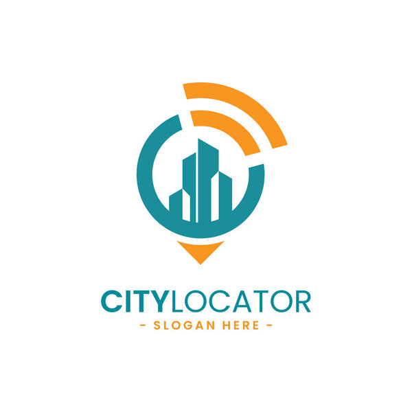 City locator logo design template. Creative gps map point location symbol concept.